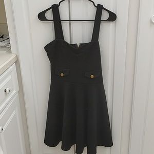 Knee length spaghetti strap black dress for women